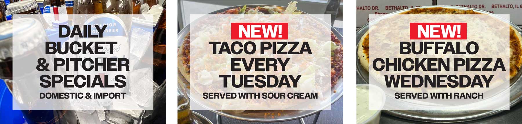 New beer, taco and chicken pizzas at Romas!